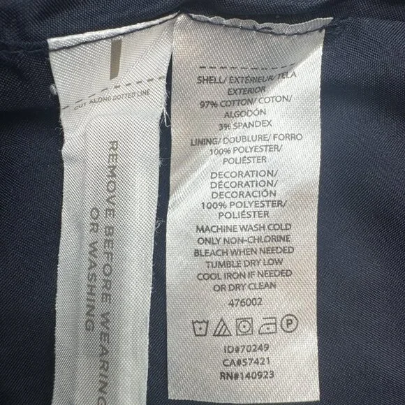 Loft Navy White Embroidered Lined Mini Skirt Classic Chic Size 8 - Picture 8 of 8